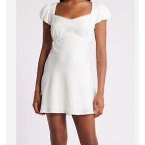 All in Favor‎ White Mini Dress Open Back Puff Sleeve Sweetheart XL